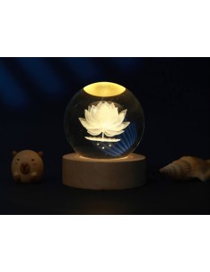 Lampada Sfera Fiore di Loto iTOTAL - 3 Formati LED con Base in Legno