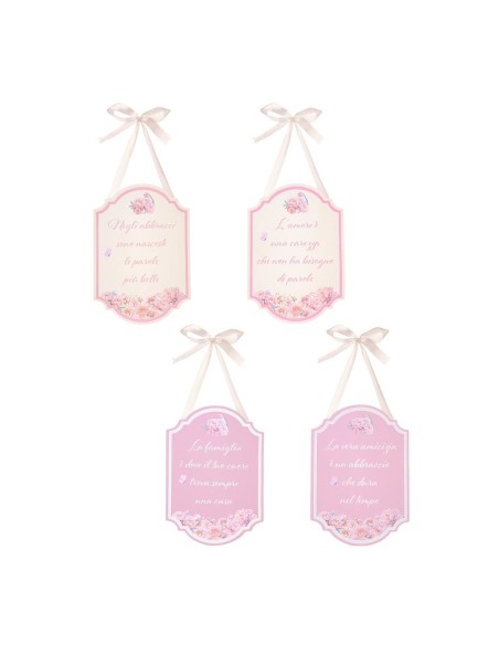 Targhetta in Legno con Dedica Nuvole di Stoffa