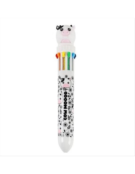 Penna 10 Colori Mucca - Penna Multicolor Cute | Diamante Rosa
