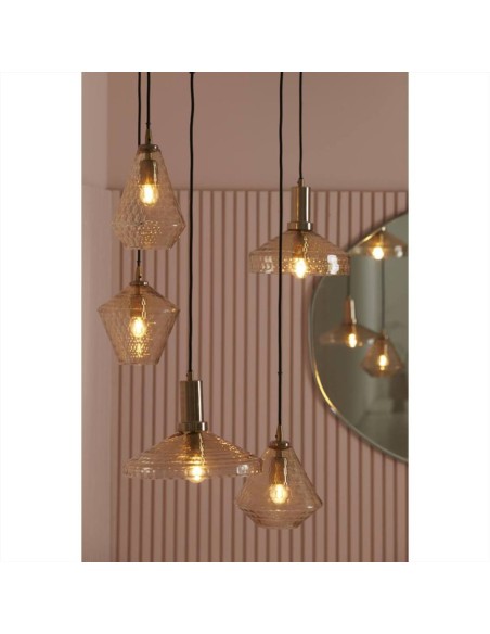 Lampada a sospensione Ø30x21 cm DELILO glass amber+antique bronze