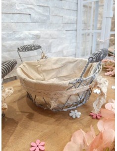 Cestino portapane tondo con manici Nuvole di Stoffa | Diamante Rosa