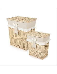 Cesto in Vimini Alto Rettangolare con Coperchio e Balze - 2 Formati (1