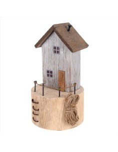 Decorazione casetta in legno 9x9x17cm | Diamante Rosa