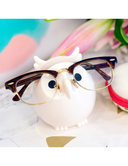 Poggia Occhiali GUFO Bianco 🦉 – Portaocchiali Stabile e Decorativo Py
