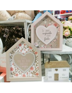 Targhetta a forma di casa con dedica Nuvole di Stoffa | Diamante Rosa