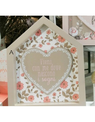 Targhetta a forma di casa con dedica Nuvole di Stoffa | Diamante Rosa