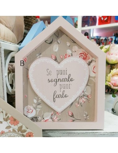 Targhetta a forma di casa con dedica Nuvole di Stoffa | Diamante Rosa