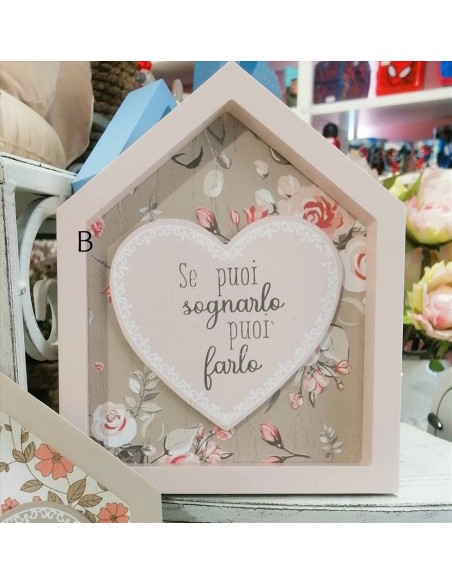 Targhetta a forma di casa con dedica Nuvole di Stoffa | Diamante Rosa