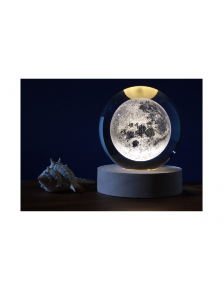 Lampada Sfera LUNA - iTotal - 3 formati con base in legno