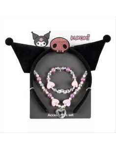 Set gioielli Kuromi 3pz cerchietto collana bracciale | Diamante Rosa