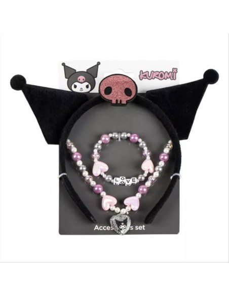 Set gioielli Kuromi 3pz cerchietto collana bracciale | Diamante Rosa