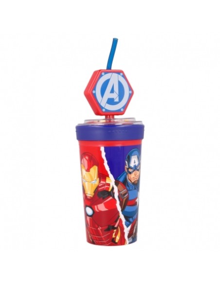 Bicchiere con cannuccia 360ml Avengers 3D | Diamante Rosa