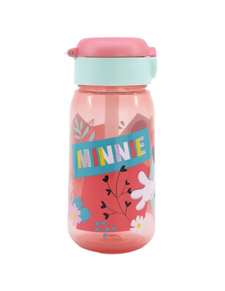 Borraccia con cannuccia e pulsante 510ml Minnie | Diamante Rosa
