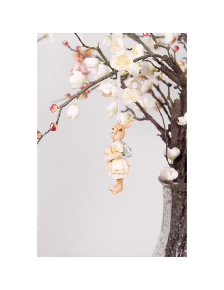 Decorazione da appendere - Coniglietta con uovo 4x11cm | Diamante Rosa