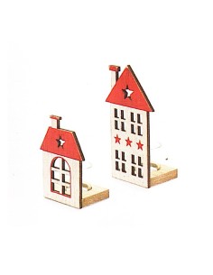 Casetta in legno porta candela Nuvole di Stoffa 2 varianti