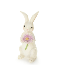 Coniglio in resina H21cm con Fiore 2 varianti (1pz) 2