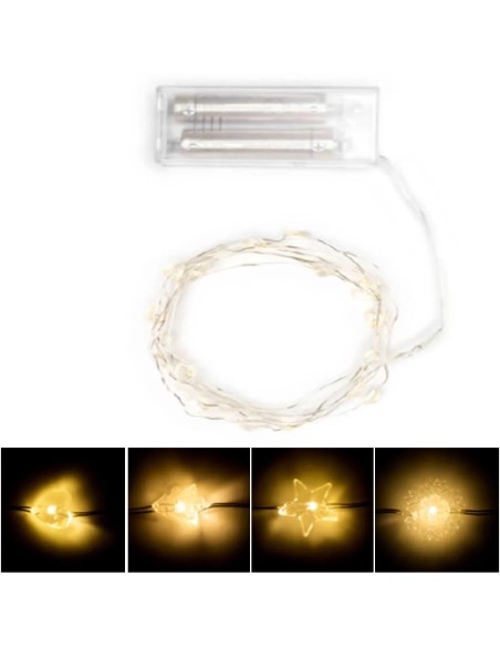 Mini Led decorativi 2 mt 4 modelli cuore, stella, fiocco, albero Nuvol