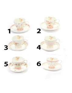 Tazza da Thè con piattino Annette 6 varianti (1pz) Nuvole di Stoffa