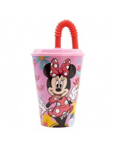 Bicchiere con cannuccia pieghevole 430 ml Minnie Mouse Spring Look