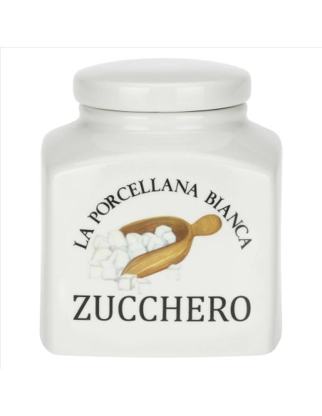 Barattolo decorato Zucchero Conserva 1.1L - La Porcellana Bianca