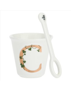 Bicchierino da espresso C con cucchiaino - La Porcellana Bianca