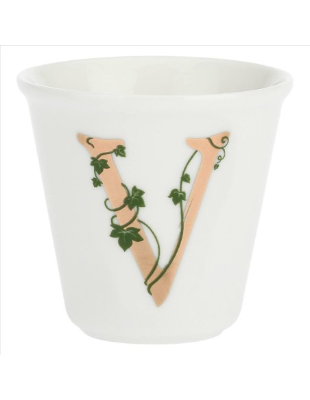 Bicchierino da espresso V con cucchiaino - La Porcellana Bianca