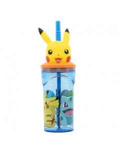 Bicchiere Pokemon 3D e cannuccia 360ml