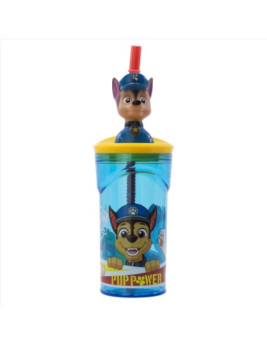 Bicchiere con figura 3D e cannuccia Paw Patrol 360ml