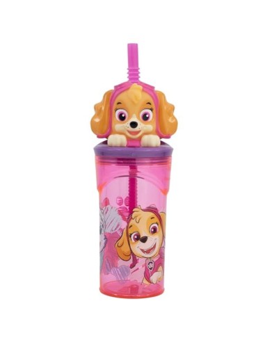 Bicchiere con cannuccia 360ml Paw Patrol Girl 3D | Diamante rosa