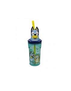 Bicchiere con cannuccia 360ml Bluey in 3D