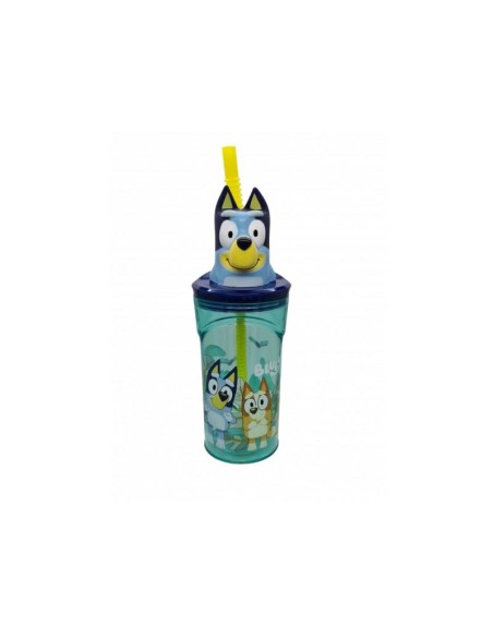 Bicchiere con cannuccia 360ml Bluey in 3D