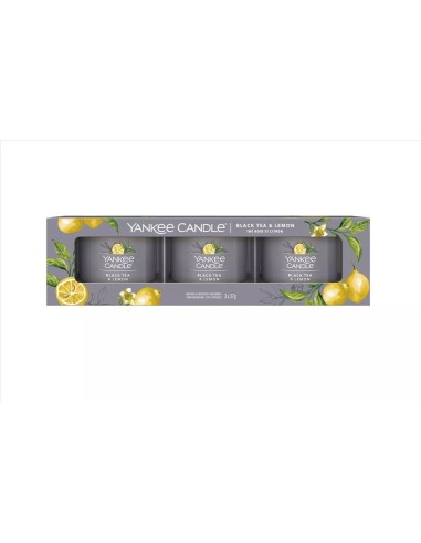 Black Tea E Lemon minis set 3 votive in vetro Yankee Candle