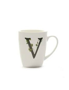 Mug con lettera V Atupertu - La Porcellana Bianca | Diamante Rosa
