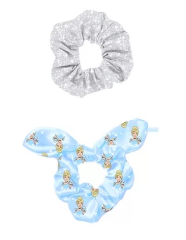 Set 2 elastici scrunchies Cenerentola azzurro e glitterato