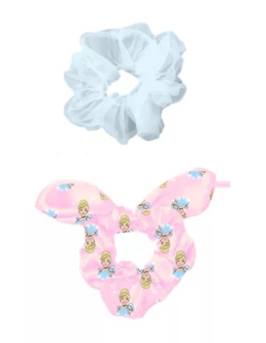 Set 2 elastici scrunchies Cenerentola rosa e azzurro