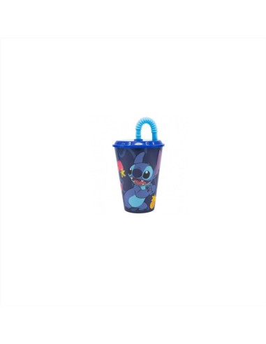 Bicchiere Lilo E Stitch con cannuccia pieghevole 430 ml  | Diamante Ro