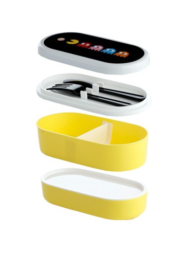 Set di 2 contenitori bento con posate portapranzo Pacman