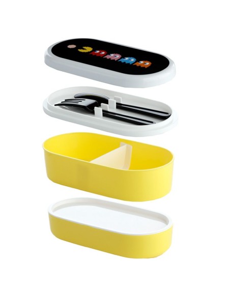 Set di 2 contenitori bento con posate portapranzo Pacman