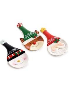 Poggiamestolo in ceramica con personaggio natalizio 3 varianti