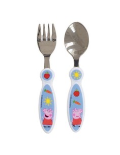 Set 2 posate in metallo Peppa Pig | Diamante Rosa