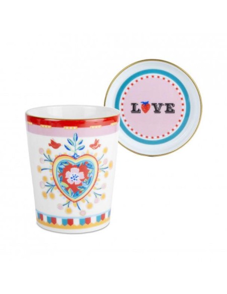 Tazza con piattino e coperchio LOVE Mamma mia