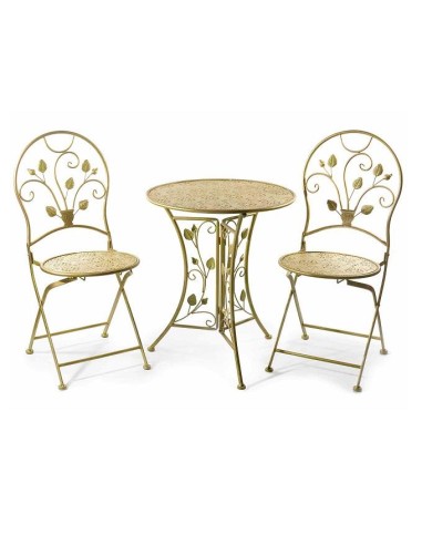 Set da giardino classico tavolo con 2 sedie oro verde | Diamante Rosa