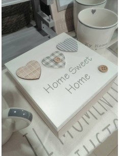 Cofanetto porta oggetti in legno Home Sweet Home Nuvole di stoffa