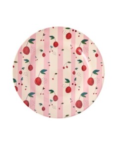 Piatto n melamina rosa con ciliegie D20cm Rice - Diamanterosa.it