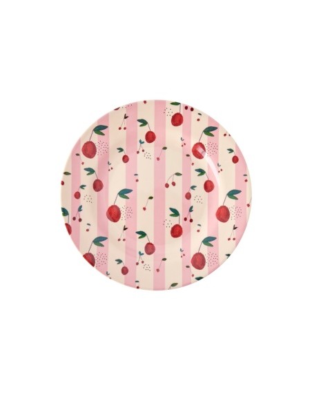 Piatto n melamina rosa con ciliegie D20cm Rice - Diamanterosa.it