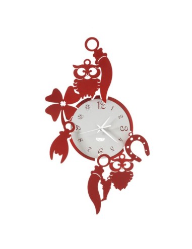 ARTI E MESTIERI Orologio Good Luck 32x52cm rosso bianco marmo