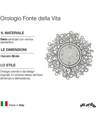 ARTI E MESTIERI Orologio Fonte della Vita 50cm fango avorio