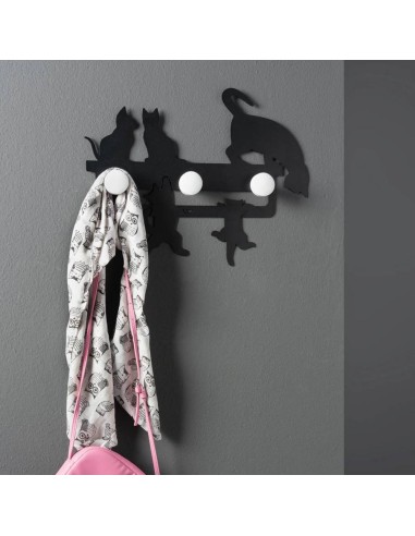 ARTI E MESTIERI Appendiabiti piccolo a muro Cattitude 44x35cm Nero