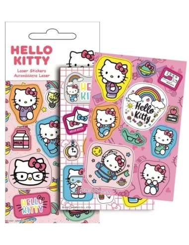 Set stickers olografici 10pz Hello Kitty | Diamante Rosa