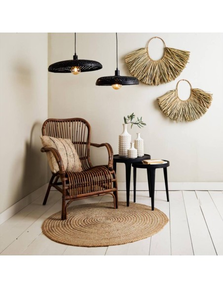 Lampada a sospensione Ø60x9 cm PALOMA rattan black